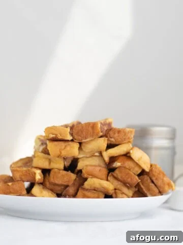 a pile of french toast sticks on a white plate