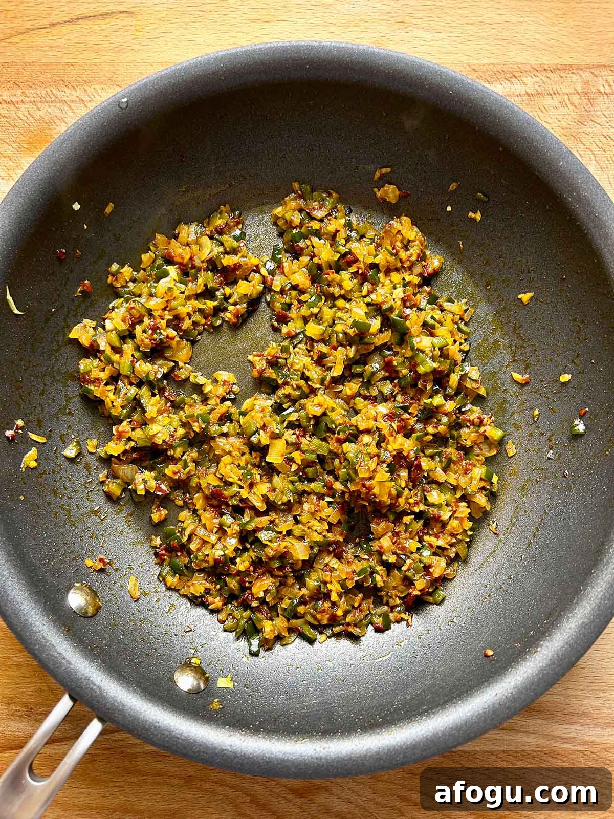 onion mixture in pan
