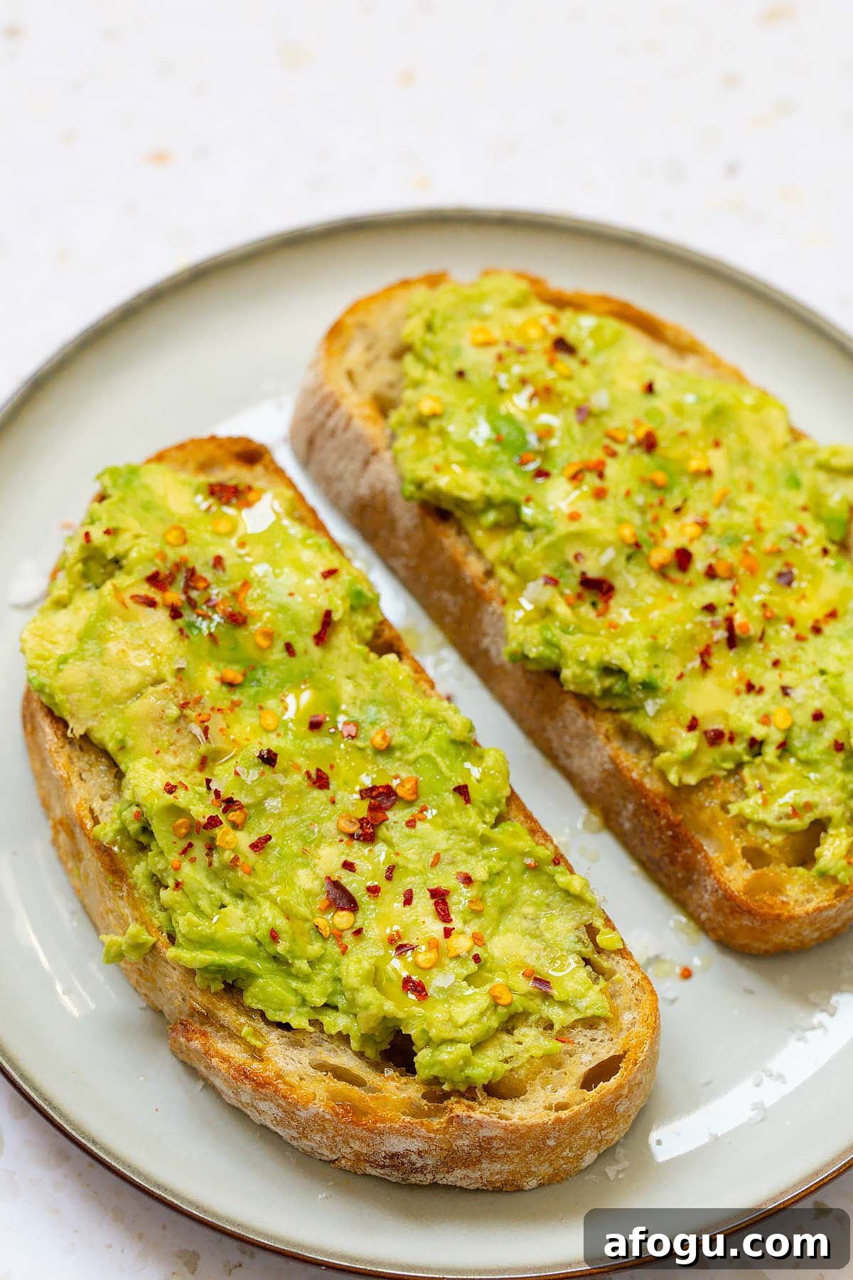 Air fryer avocado toast on a plate