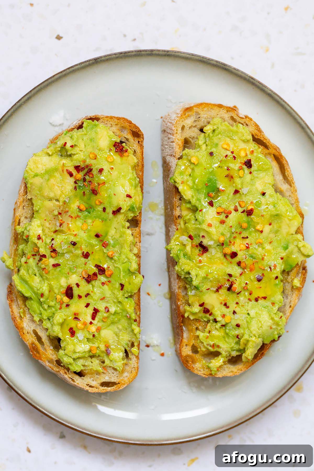 Air fryer avocado toast on a plate