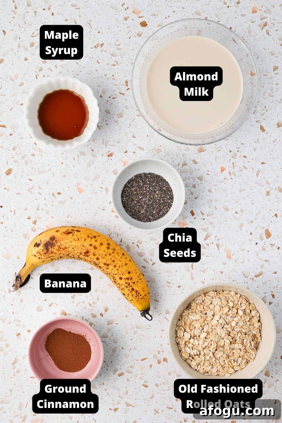 Ingredients in this recipe on a white and pink background.