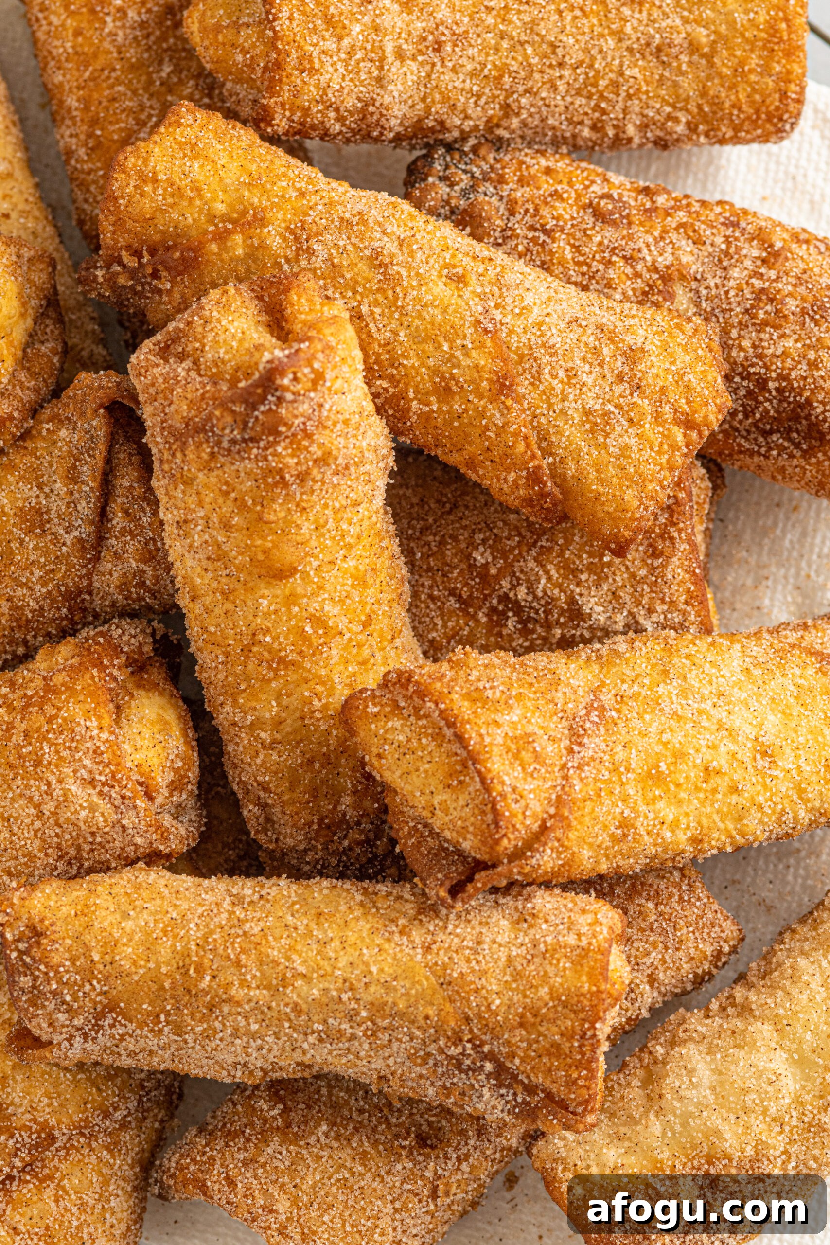 Overhead view of Cheesecake Egg Rolls.