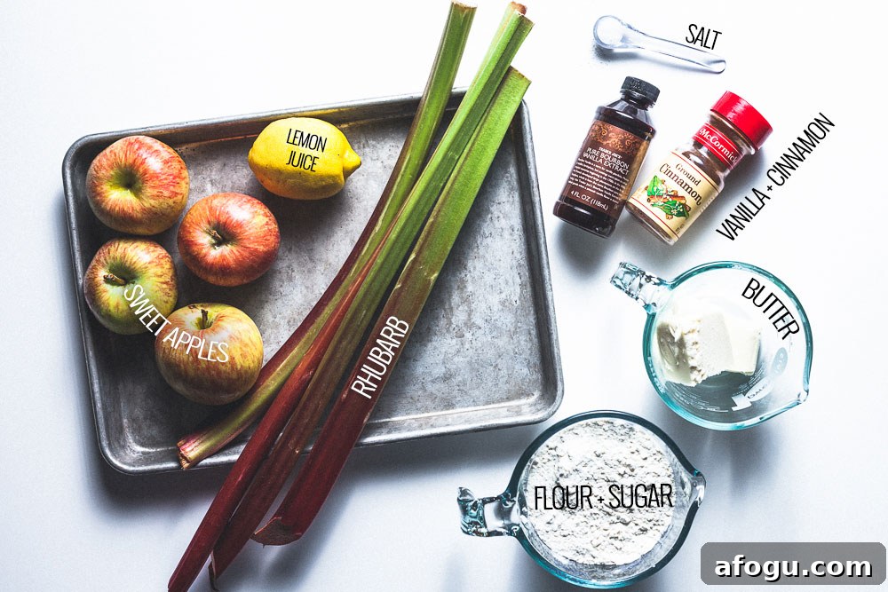 Apple-Rhubarb Crumble Ingredients