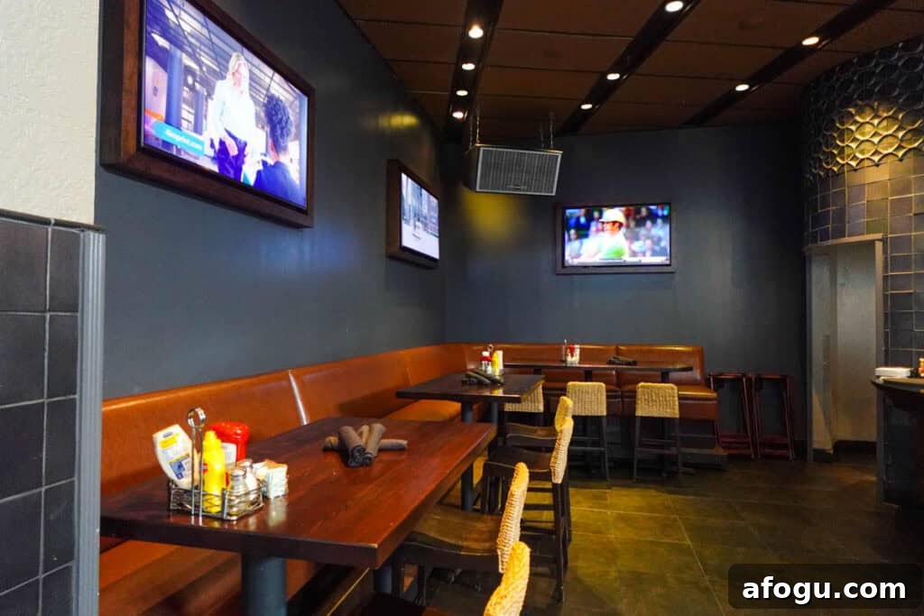 dining area and sports on the tvs.