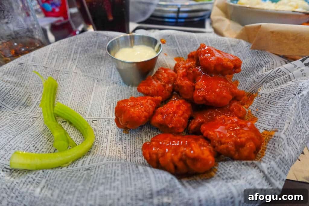 Rix Boneless Wings with celery.
