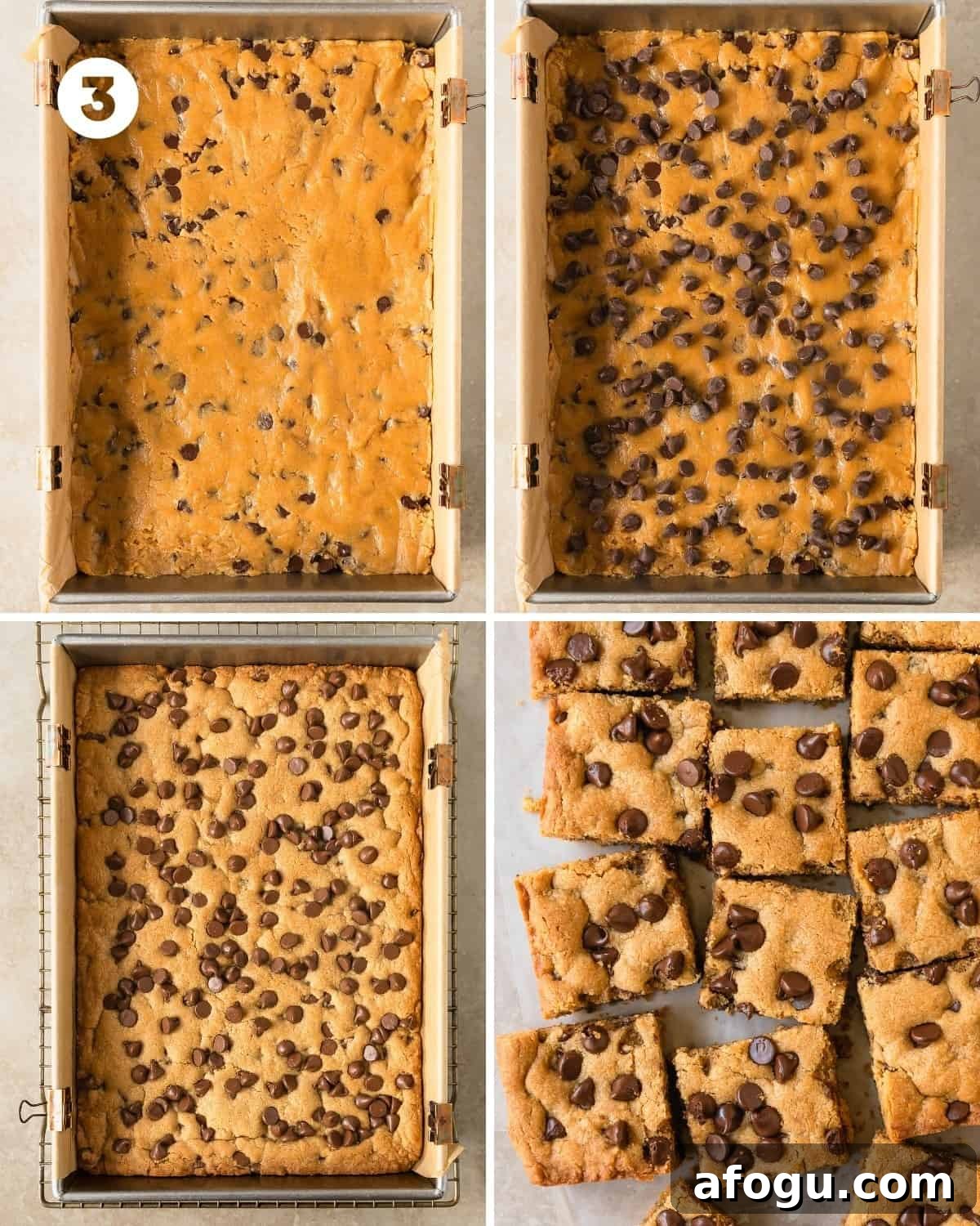 Chewy Peanut Butter Chocolate Chip Bars Recipe 6 Press the dough into the prepared pan and top with reserved chocolate chips.