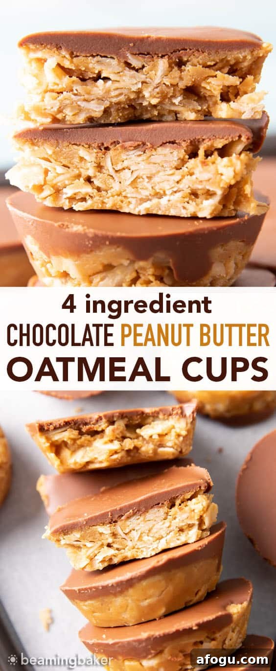 No Bake Chocolate Peanut Butter Oatmeal Cups (GF)