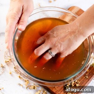 Soaking my hand in a chamomile hand soak.