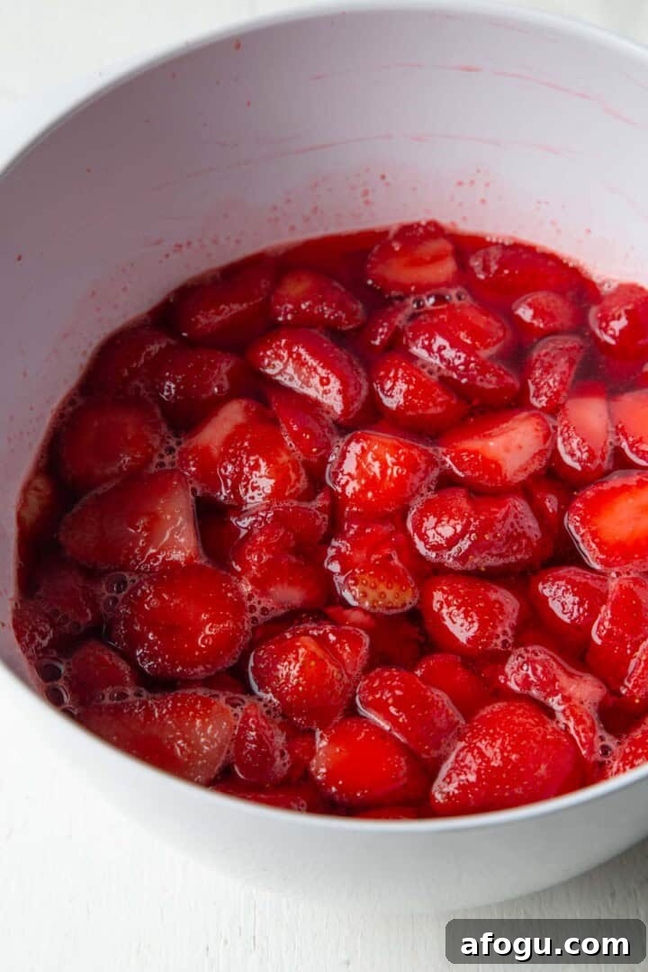 strawberries in strawberry gelatin.