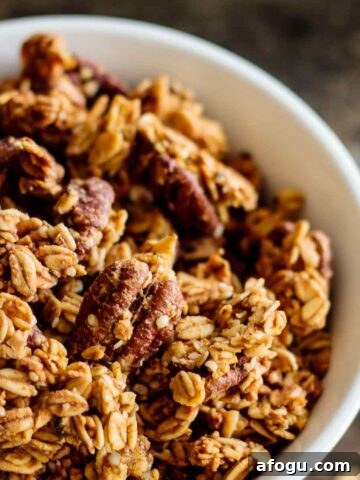 A bowl of baked pumpkin spice granola