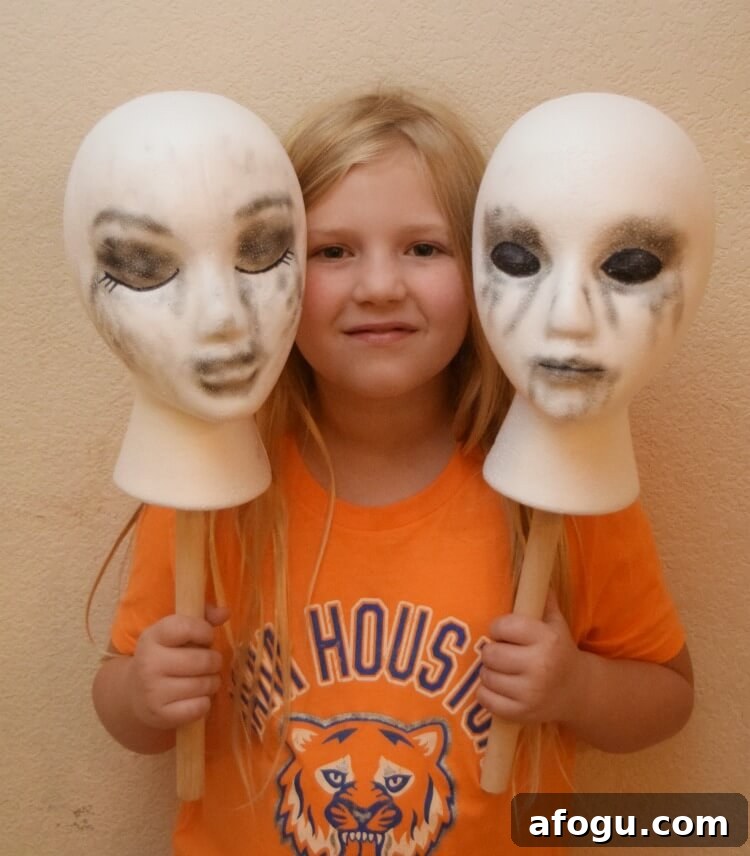 finished styrofoam head puppets