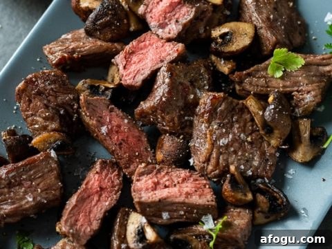 Image for Best Air Fryer Steak Bites Recipe with Mushrooms
