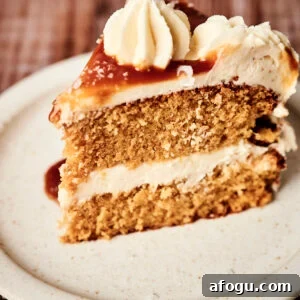 A slice of salted caramel cake.