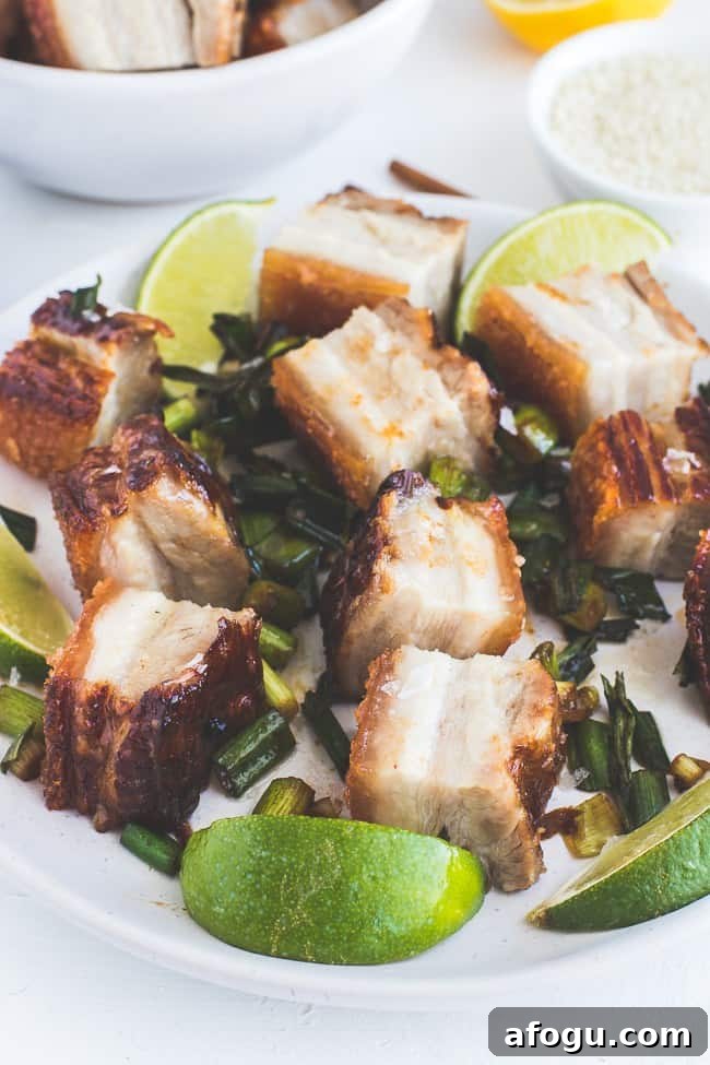 Crispy Pork Belly with Scallions and Garlic Glaze 4 Pork Belly with Green Onion