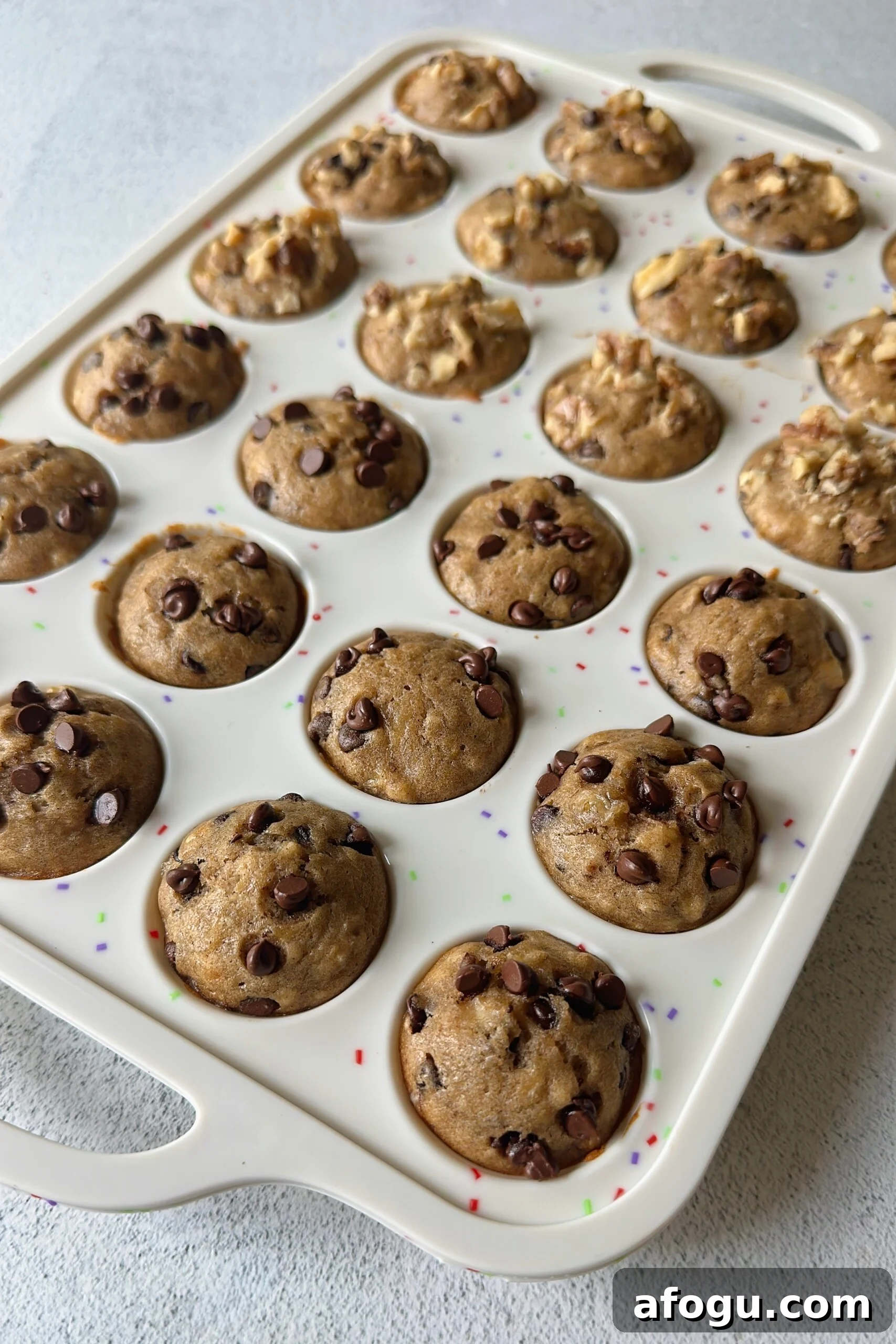 Chocolate chip banana walnut muffins.