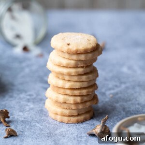 A stack of candy cap shortbread cookies