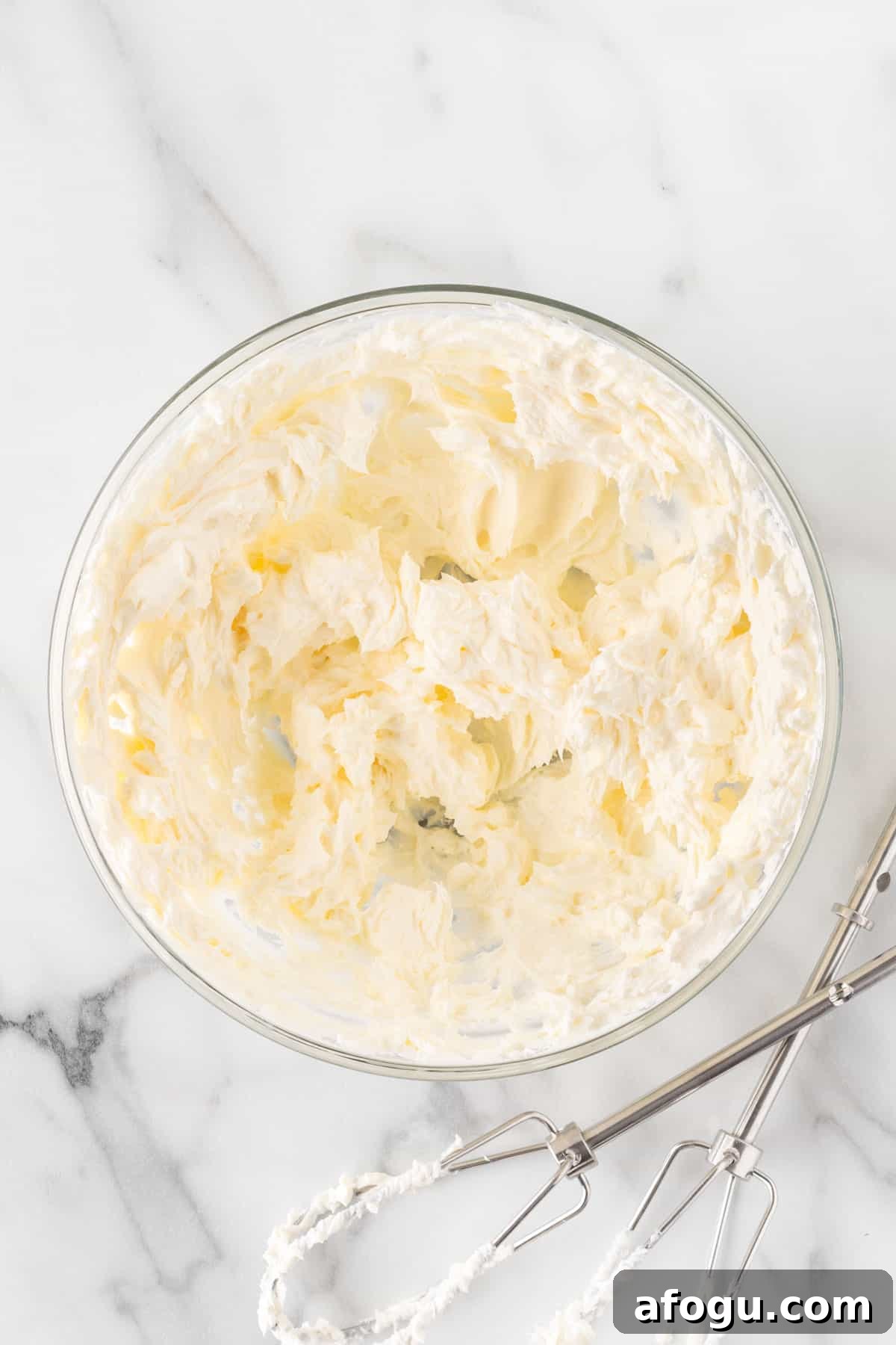 whipped cream cheese in a bowl