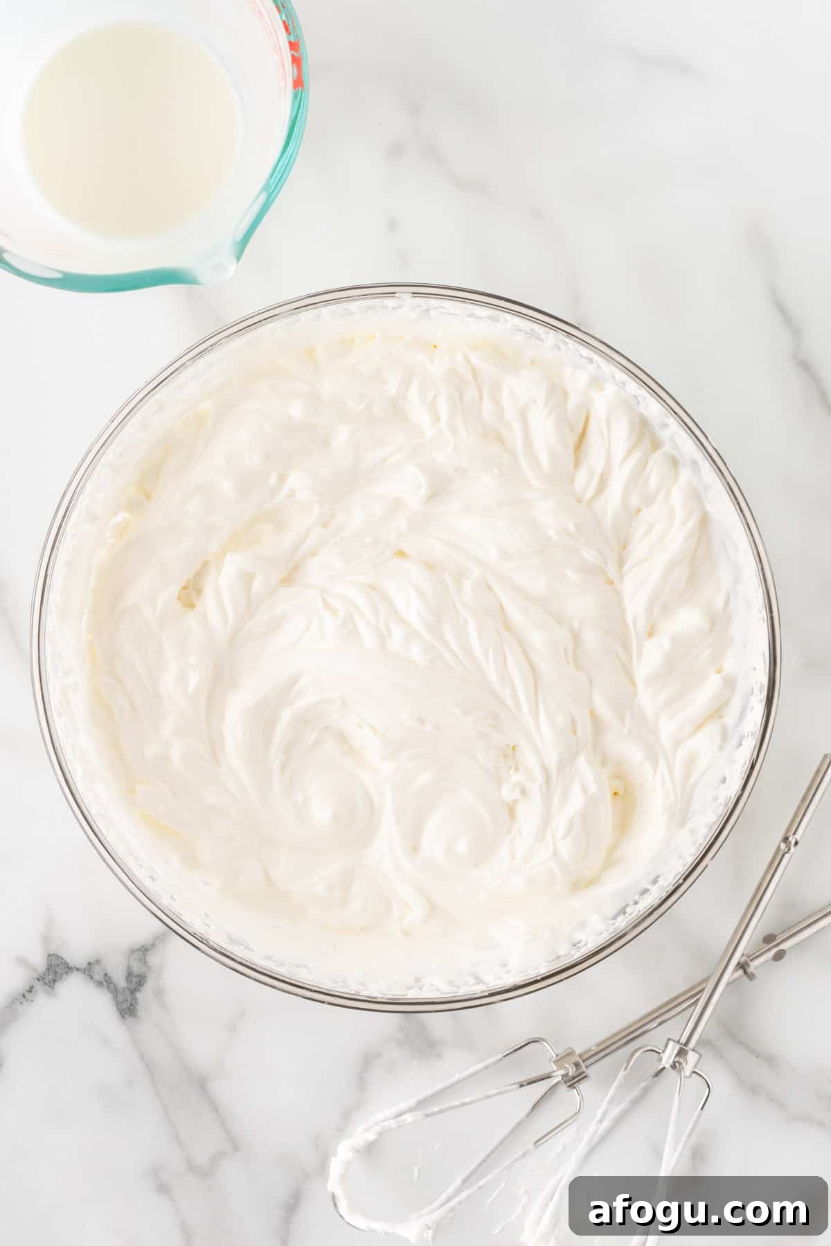 whipped cream in a bowl