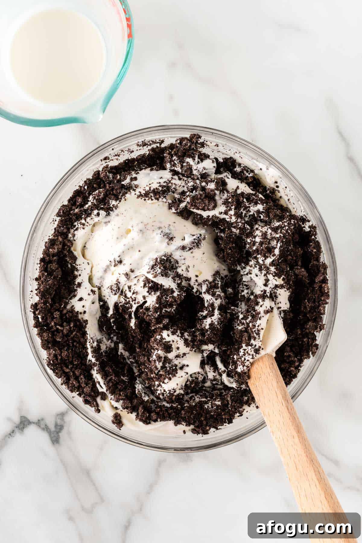 mixing oreos into the dip