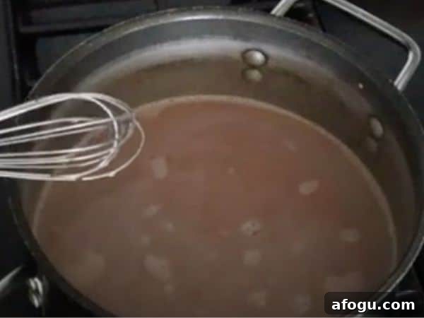 hot chocolate cooking in pot