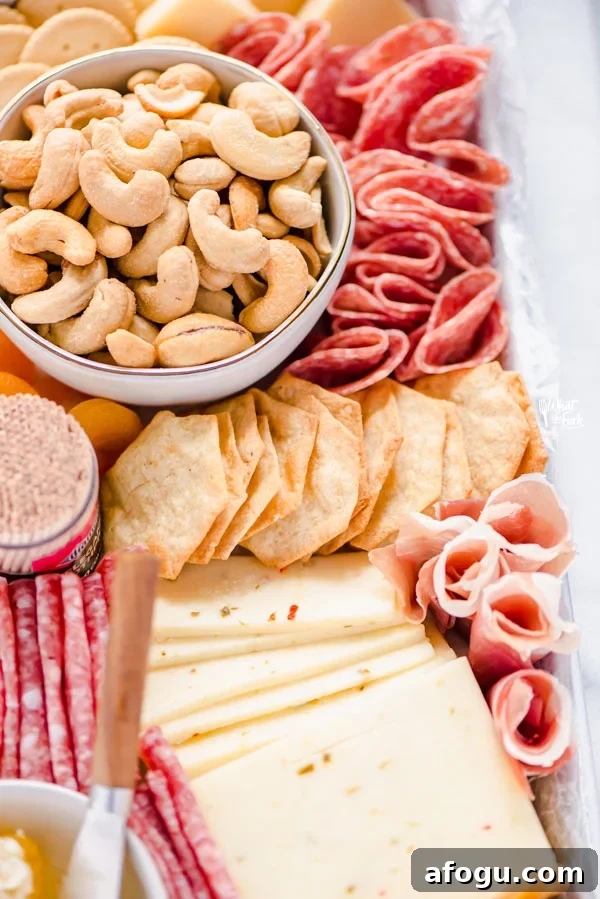 close up shot of a gluten free charcuterie board