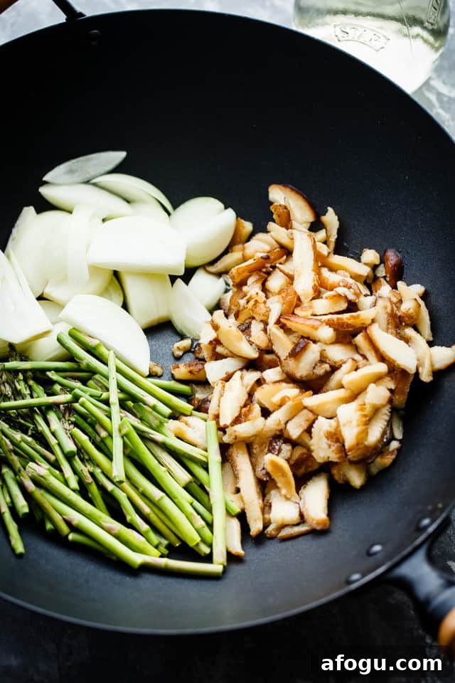 Chicken Stir Fry with Asparagus and Mushrooms - Preparing ingredients