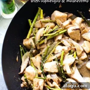 Chicken Stir Fry with Asparagus and Mushrooms - Very simple, 30-minute, delicious stir fry with chicken, asparagus and shiitake mushrooms! AND a one-pot meal to minimize the mess!