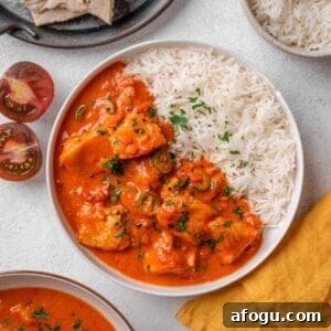 Fish Curry served with rice.
