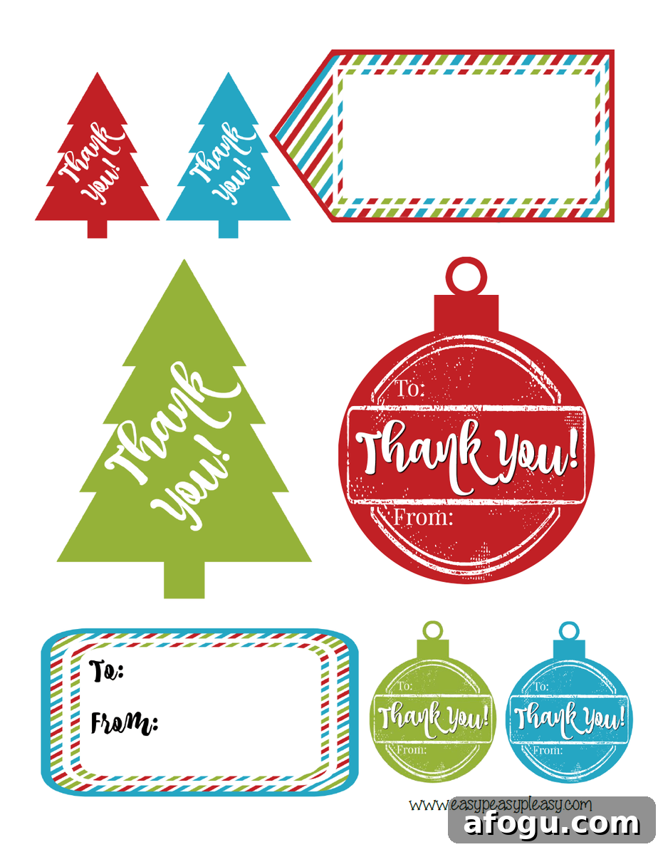 Free Printable Holiday Hostess Thank You Gift Tags