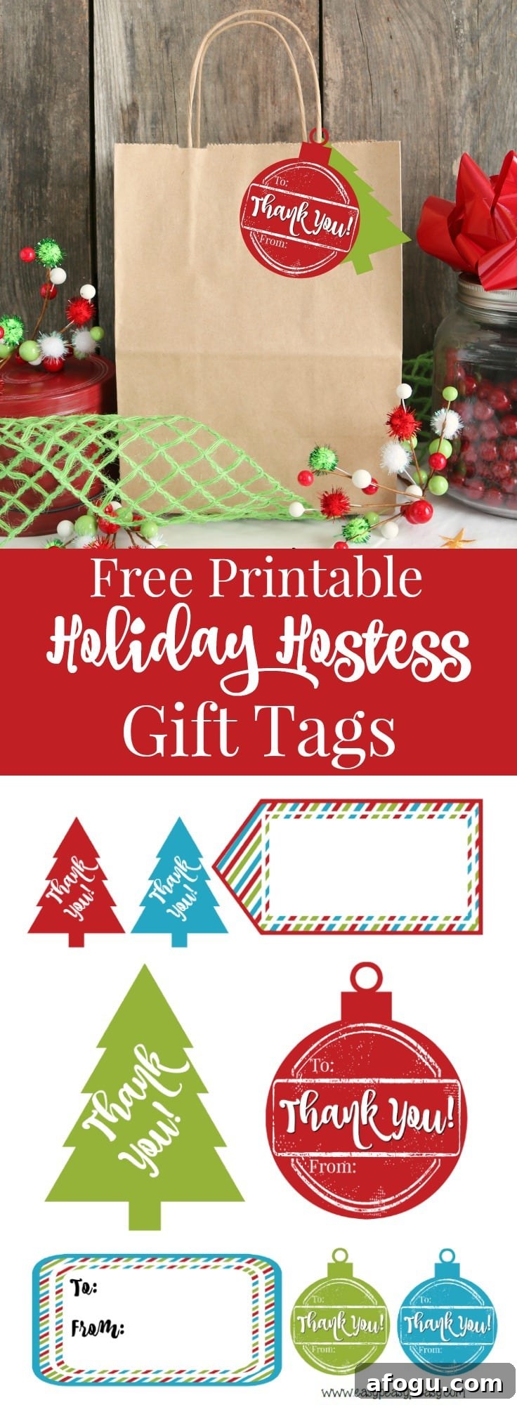 Free Printable Holiday Hostess Gift Tags found at easypeasypleasy.com