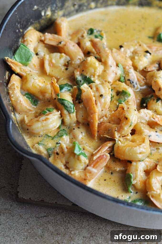 Tuscan butter shrimp in pan
