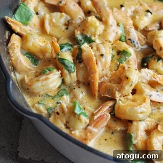 Tuscan butter shrimp in pan