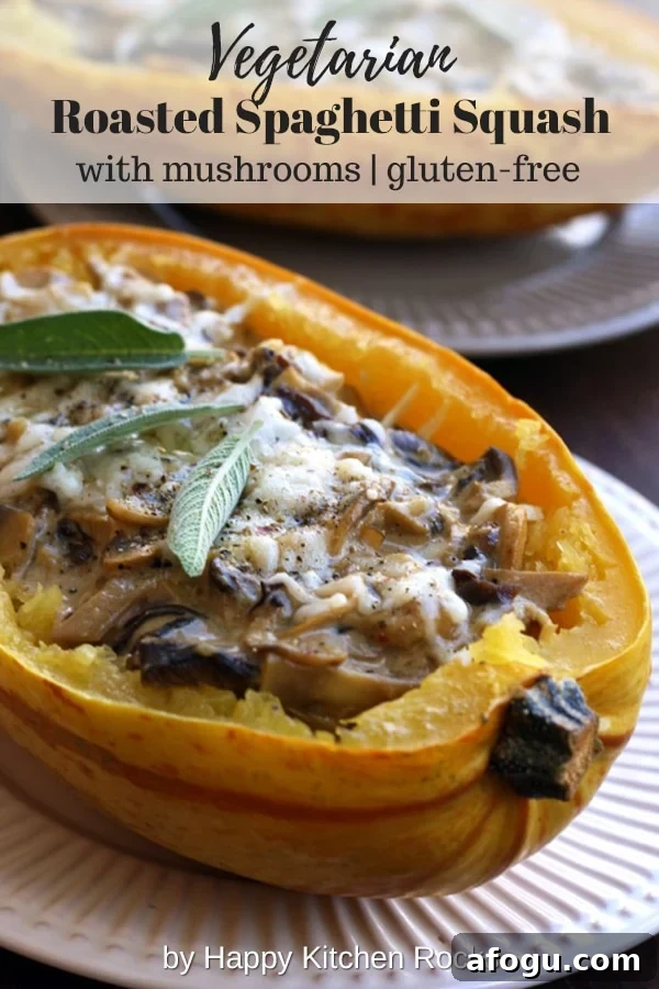 Roasted Spaghetti Squash with Mushrooms on the Plate Collage with Text Overlay