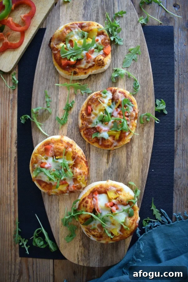 over head view of the mini pizza