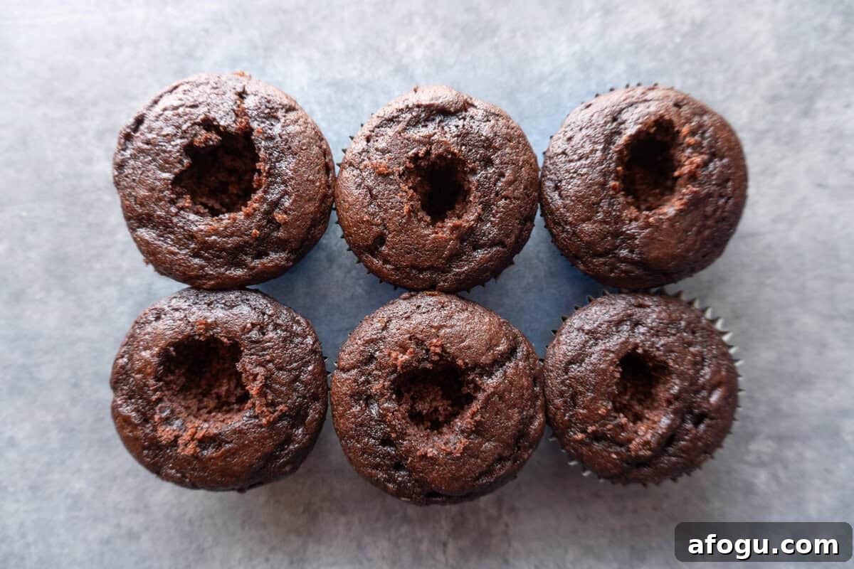 cupcakes with holes in it the top