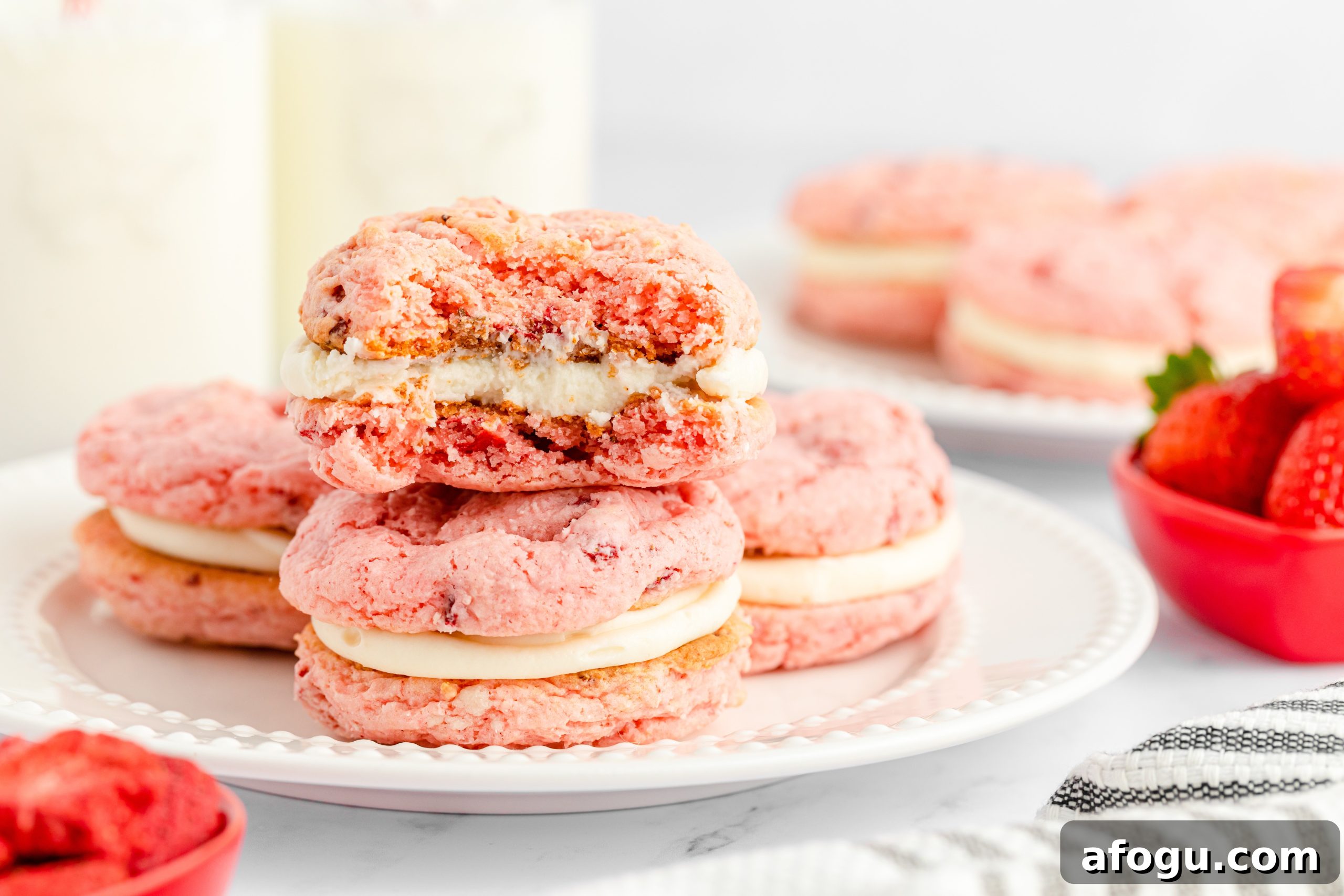 cake mix strawberry cookies plated with bite shot