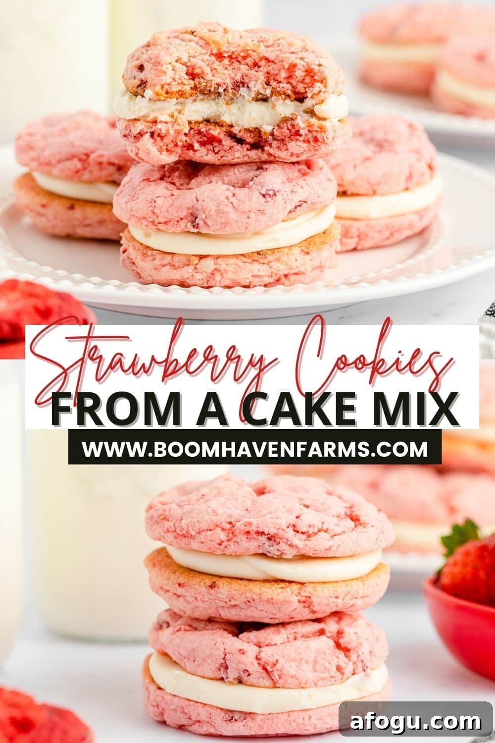 college image of strawberry cookies from a cake mix place