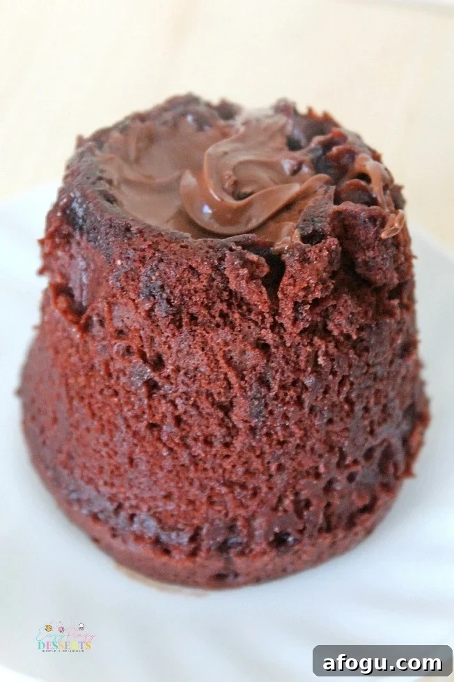 Angle image of Nutella lava cake in a mug