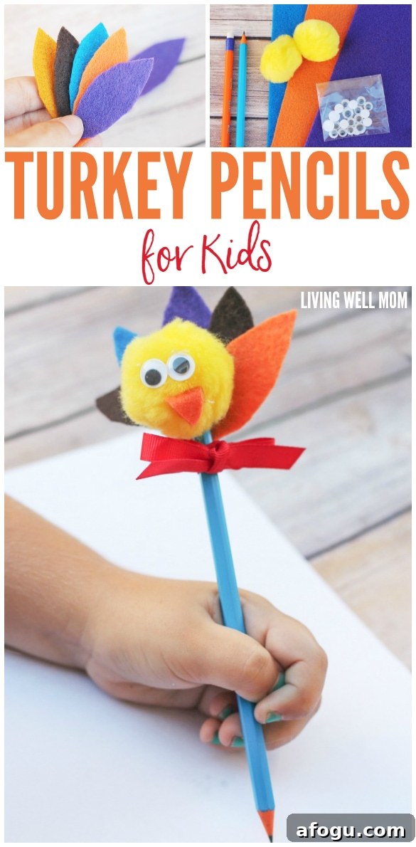 Turkey Pencils Craft for Kids - Kids will love crafting their own turkey pencils for Thanksgiving with this easy craft and when they’re finished, everyone can write what they are thankful for!