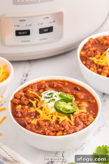 This is an easy crockpot chili recipe! The low and slow cooking process creates the juiciest and richest flavor.