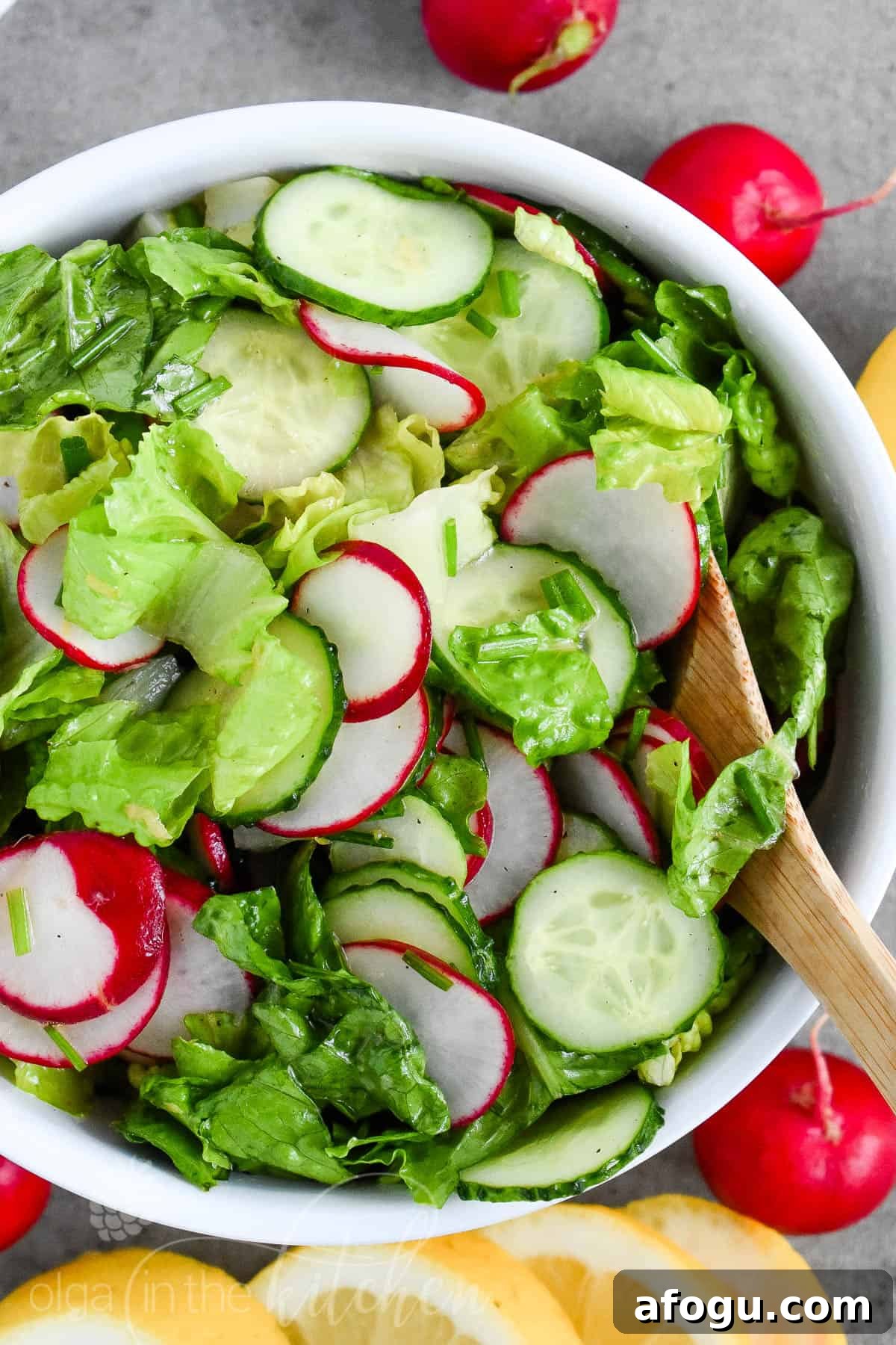 Easy Lettuce Radish Salad with Lemon Vinaigrette
