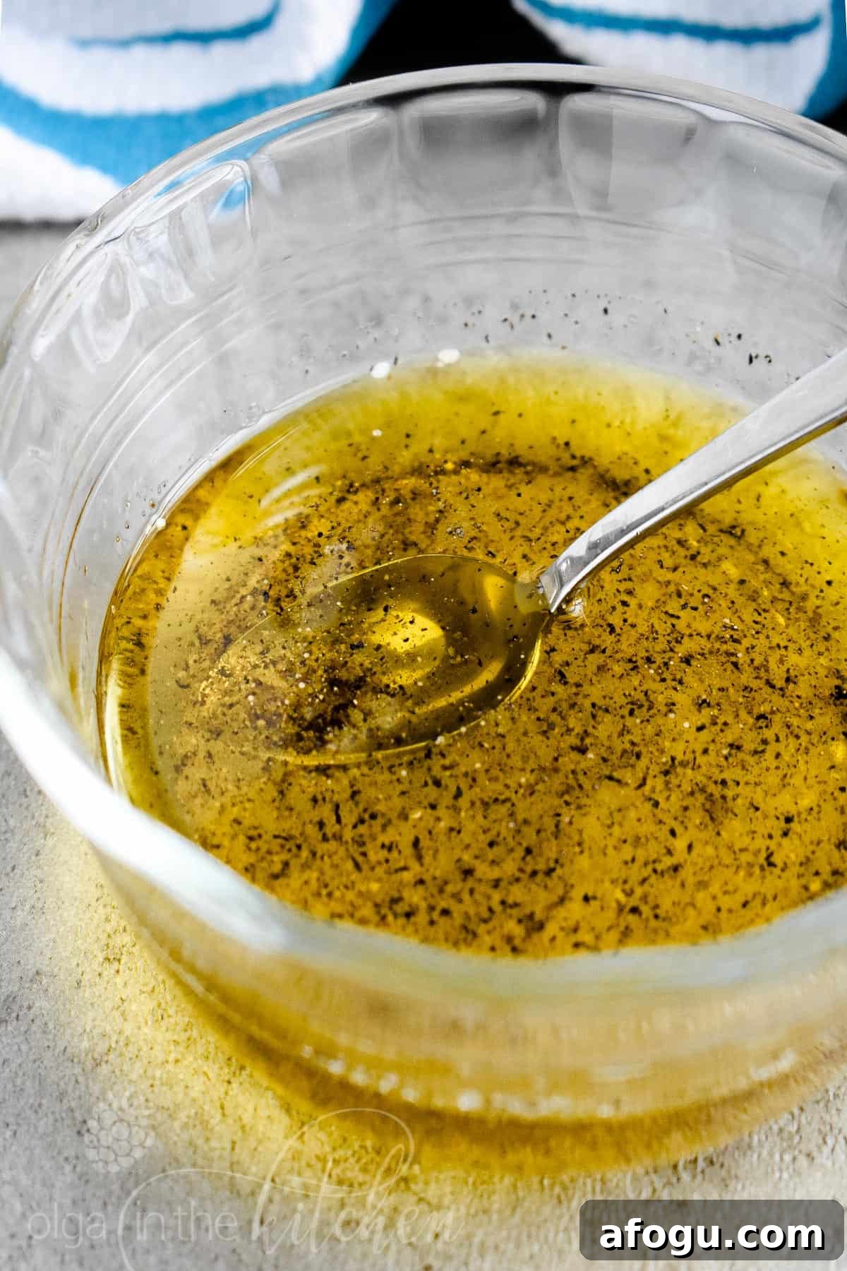 Lemon vinaigrette and salad ingredients