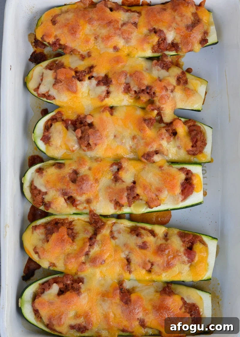 Chili Cheese Stuffed Zucchini Boats