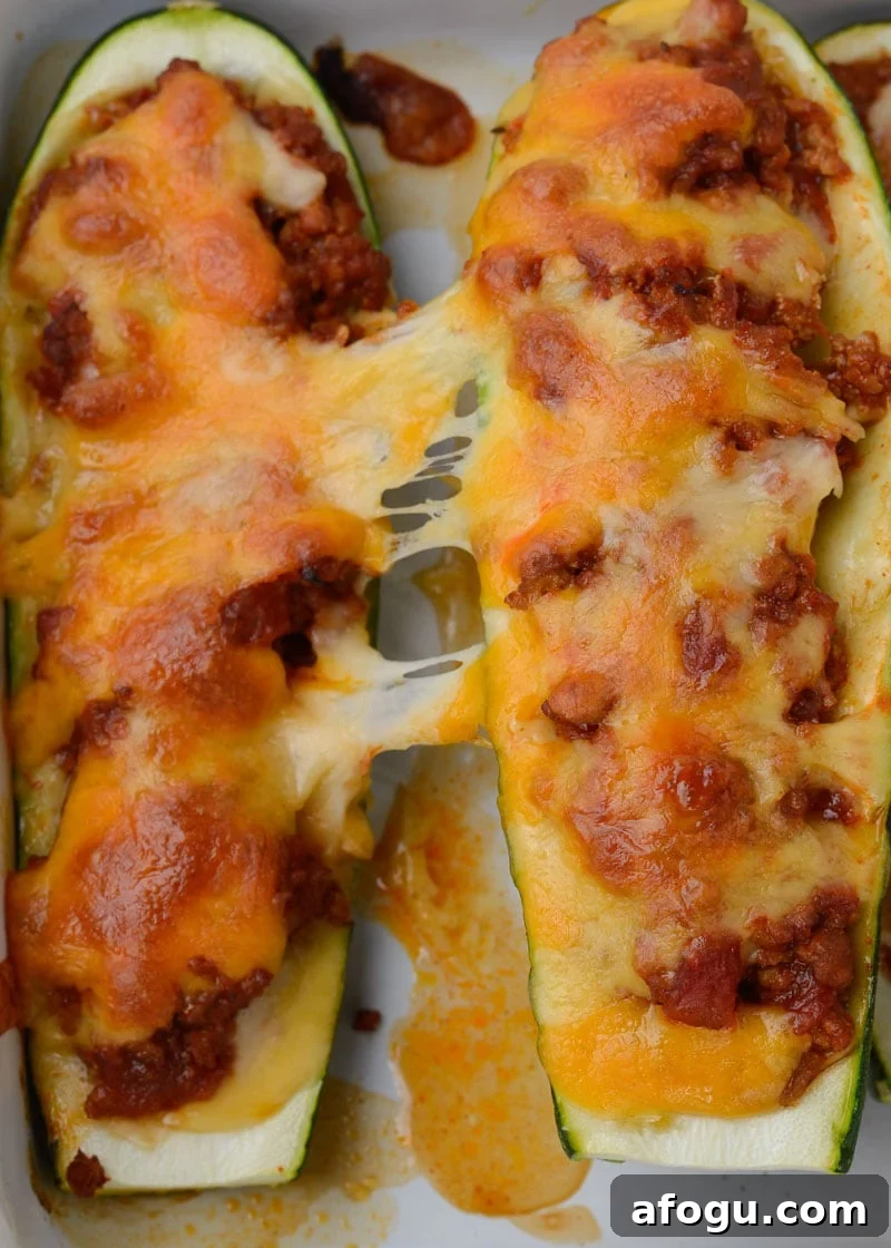 Chili Cheese Stuffed Zucchini Boats