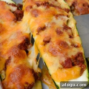 Chili Cheese Stuffed Zucchini Boats