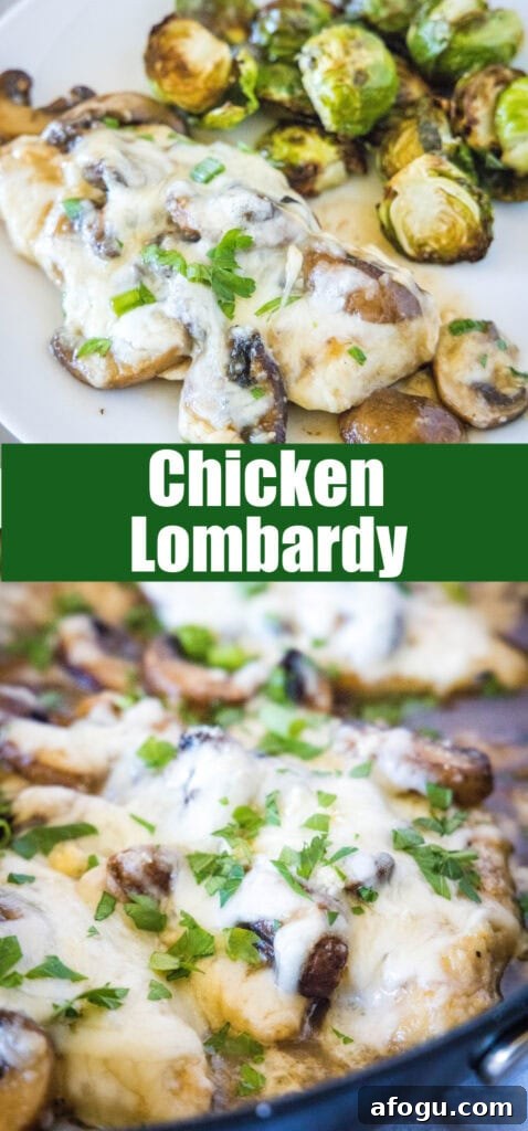 close up chicken marsala with cheese for pinterest