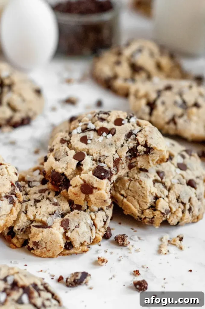 Light golden sugar-free chocolate chip cookies loaded with sugar-free chocolate chips.