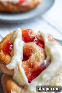 Close up of top of strawberry roll.