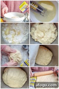 Prep image collage showing step by step of how to make the dough.