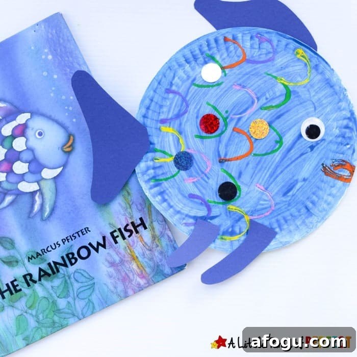 paper plate rainbow fish
